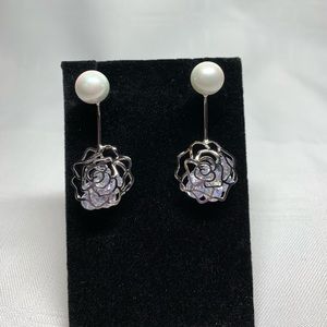 18K White Gold Plated Shell Pearl & Swarovski
